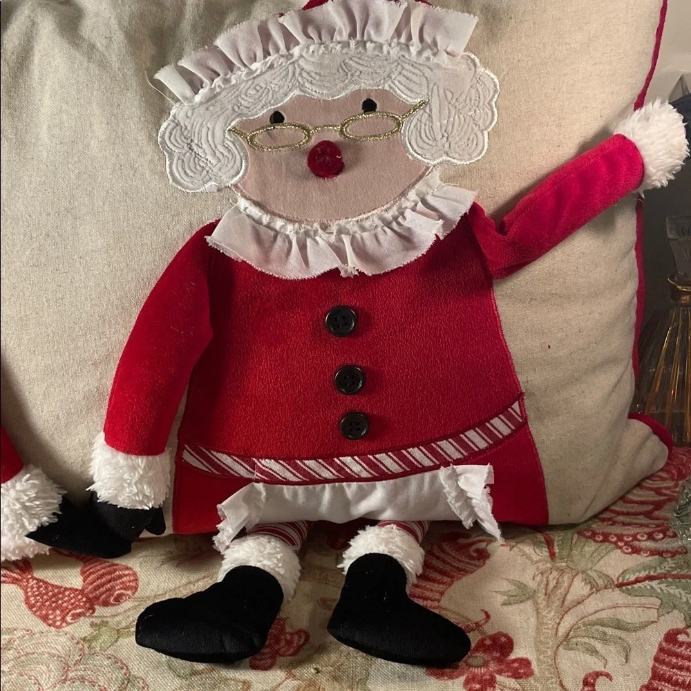 Isaac Mizrahi Red and Black Santa & Mrs. Claus Holiday Rectangular Pillow